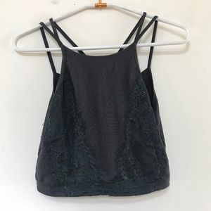 Gray Lace Crop Top